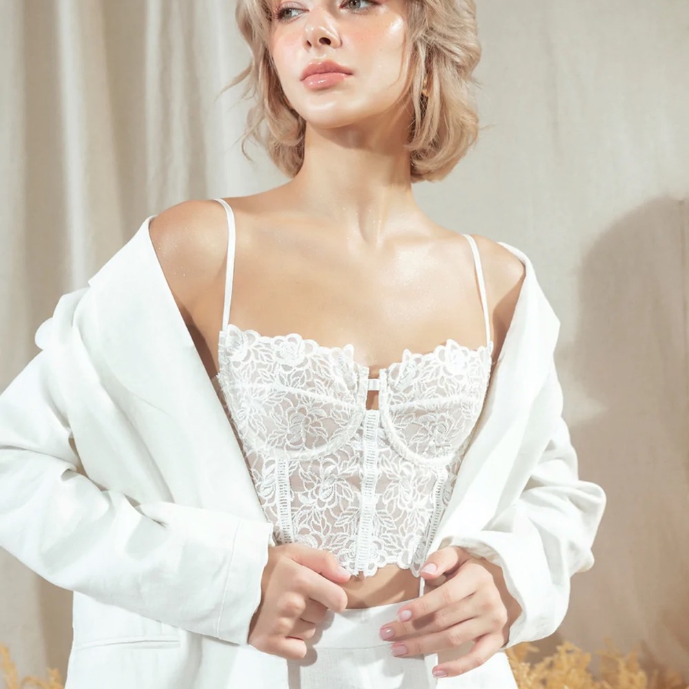 LACE BUSTIER BRALETTE CROP TOP sz S